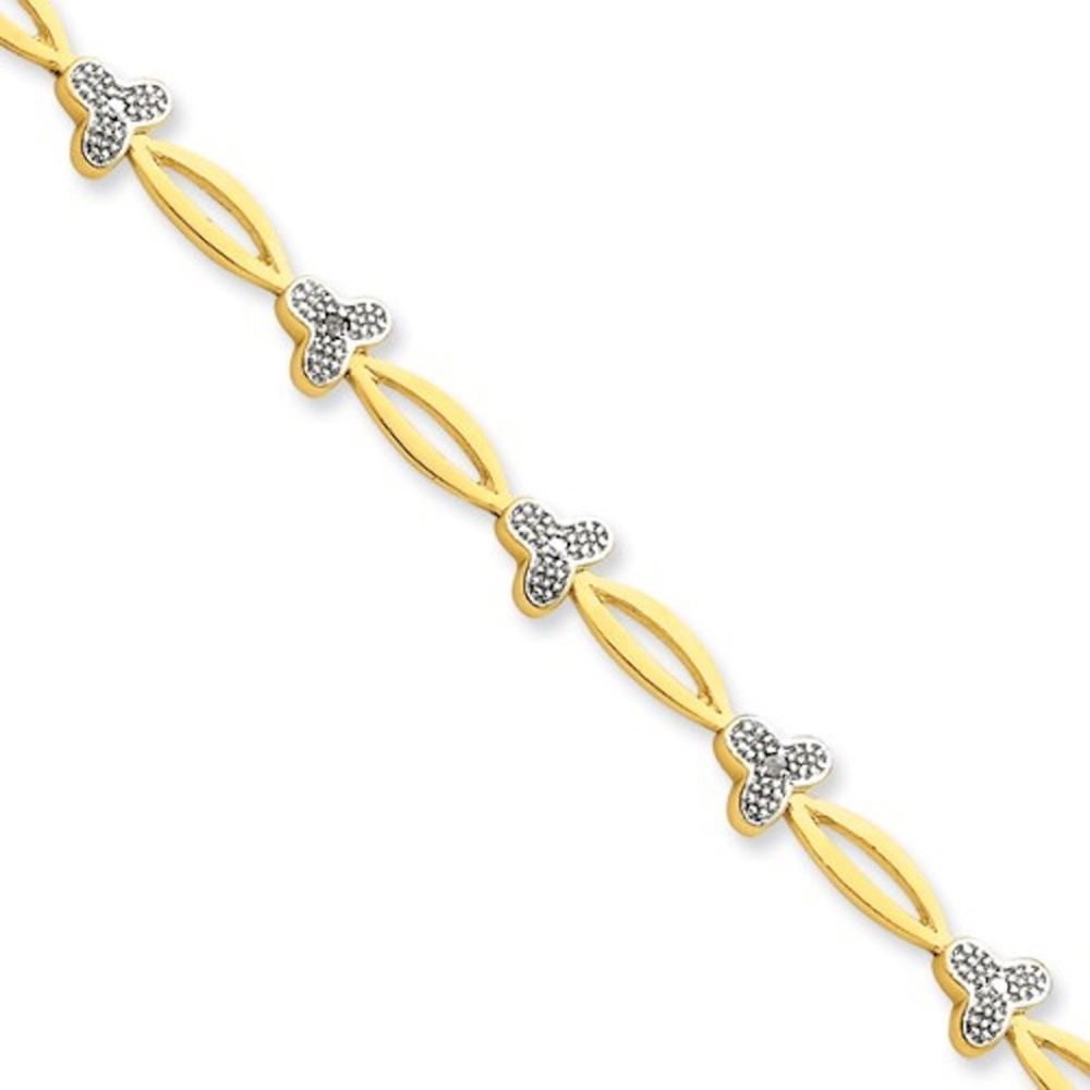 Sterling Silver Gold Diamond Accent Bracelet